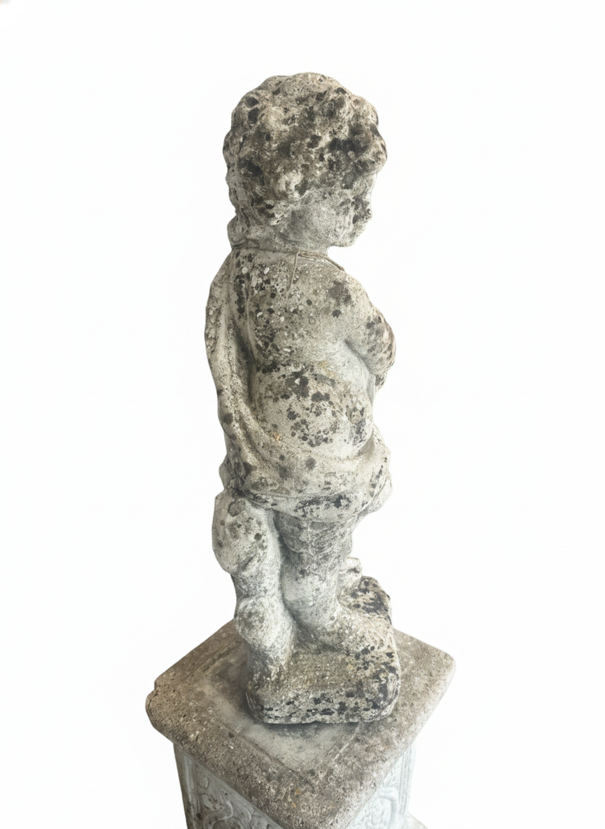 Grand French antique cherub on stand.