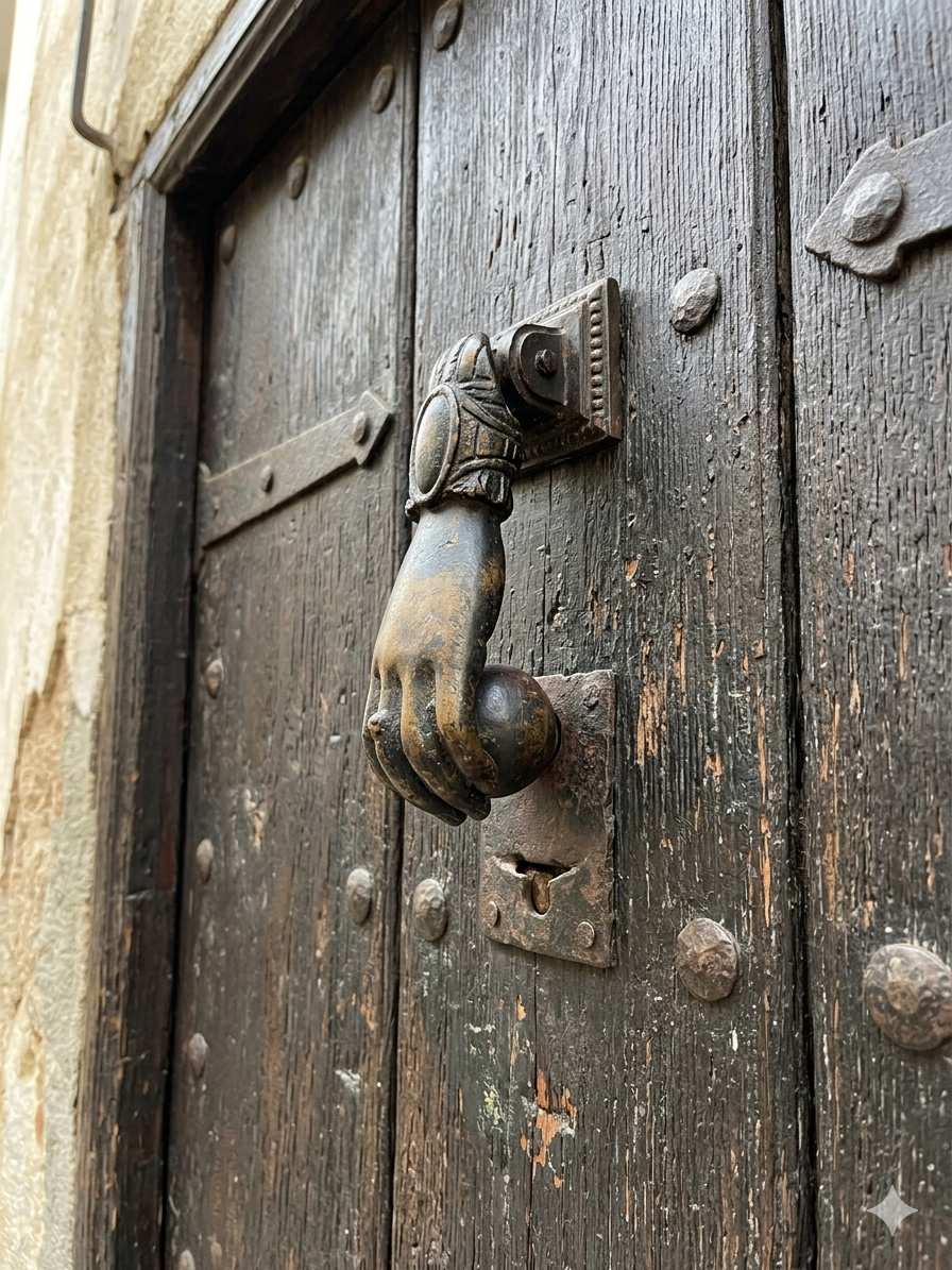 Large Brass vintage Hand door knocker