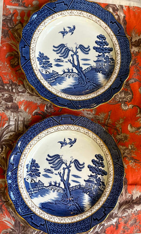 fa3709 willow pattern with gold edge, each, by Booths, England