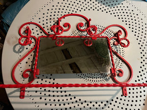 fa3608 Red Metal french vintage coat rack with mirror